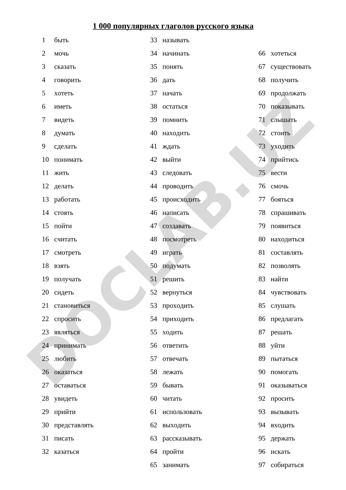 1000 популярных глаголов русского языка