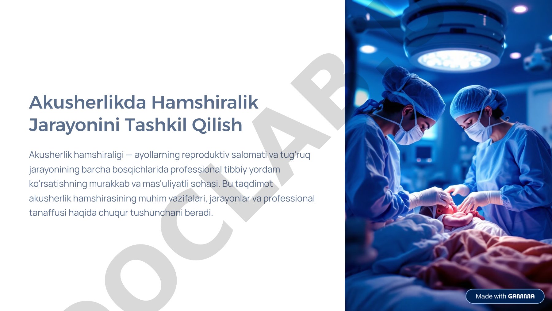 Akusherlikda Hamshiralik Jarayonini Tashkil Qilish