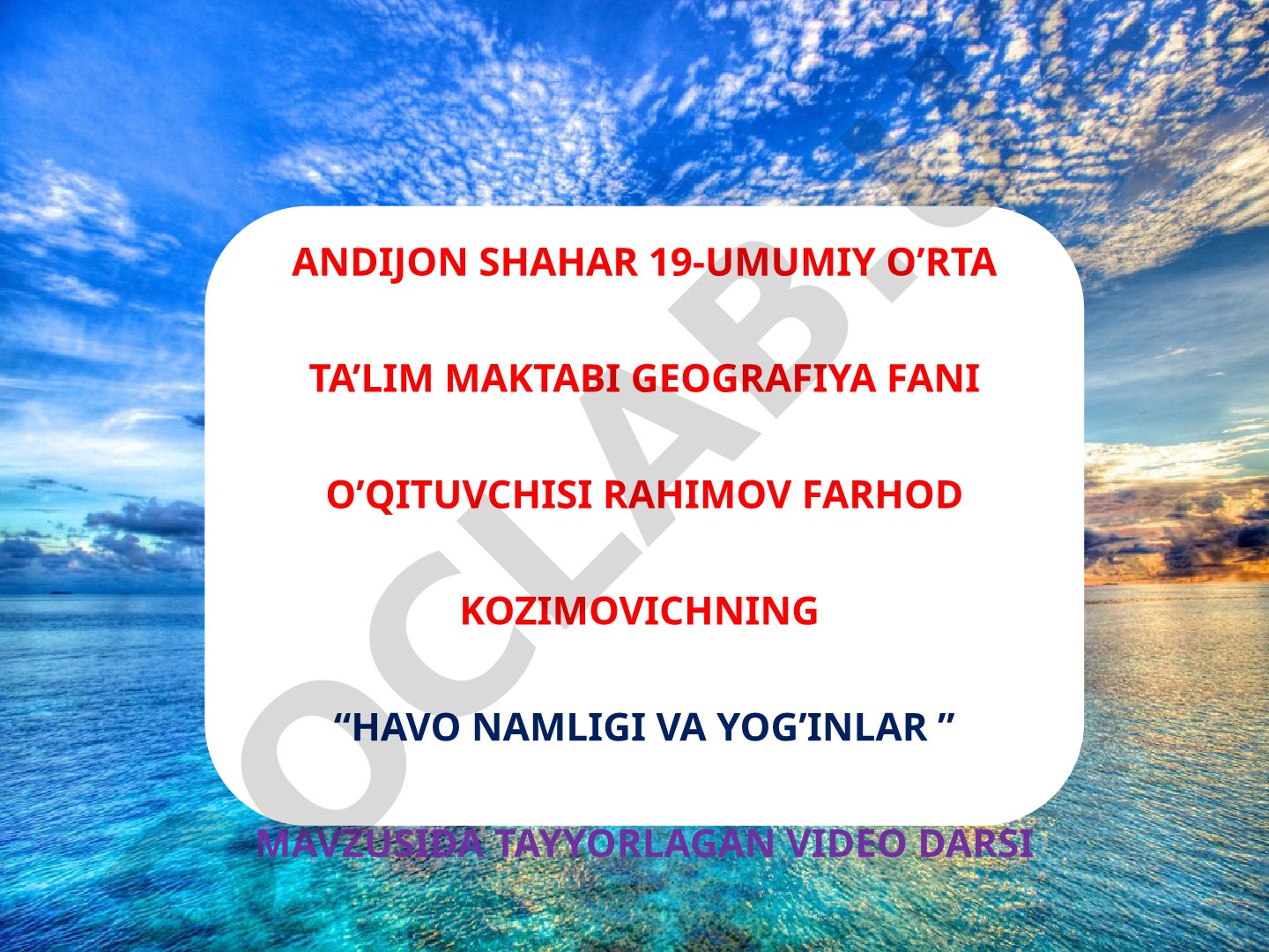 Havo namligi va yog'inlar