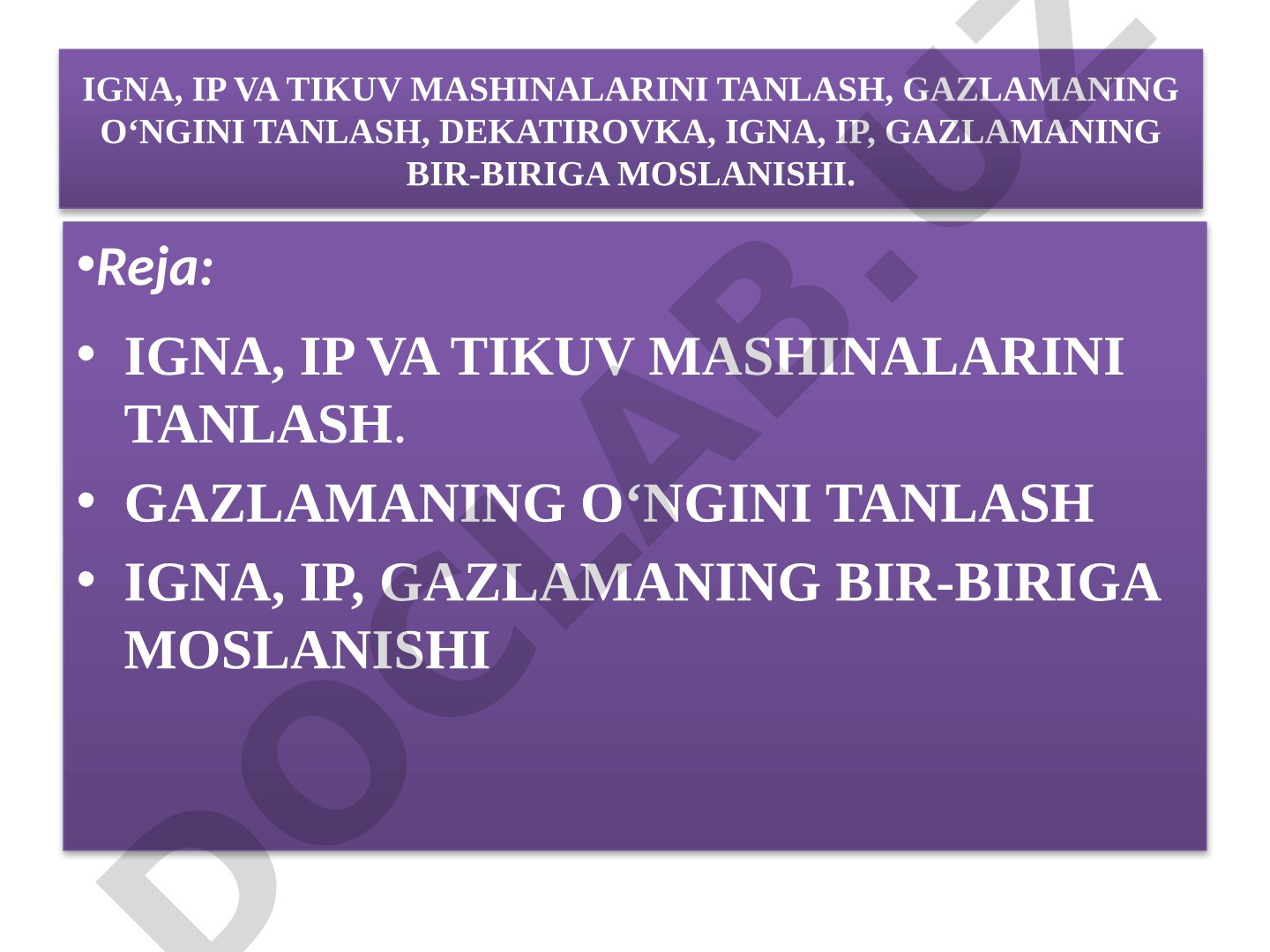 Igna, ip va tikuv mashinalarini tanlash, gazlamaning o‘ngini tanlash