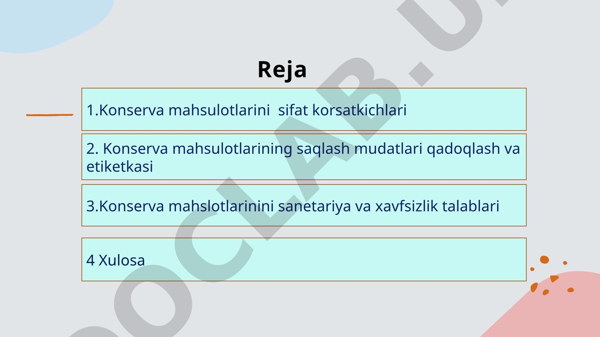 Konserva mahsulotlarining sifat ko'rsatkichlarini aniqlash