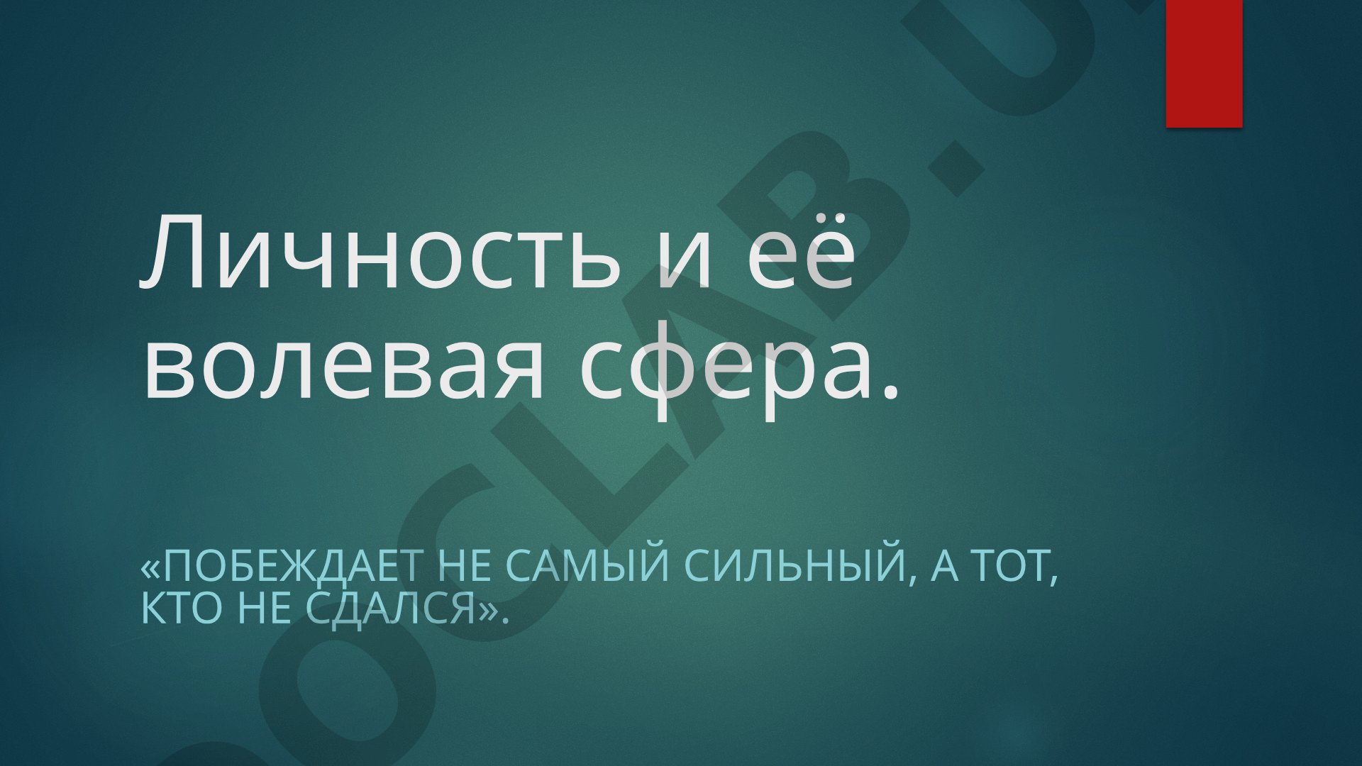 Личность и её волевая сфера