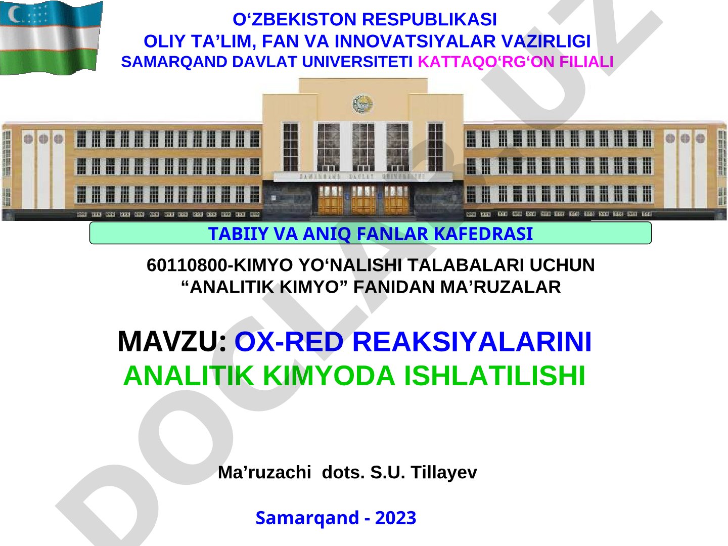 Ox-red reaksiyalarini analitik kimyoda ishlatilishi