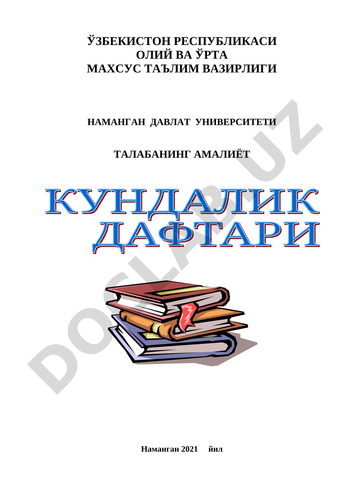 Talabaning amaliyoti kundalik daftari
