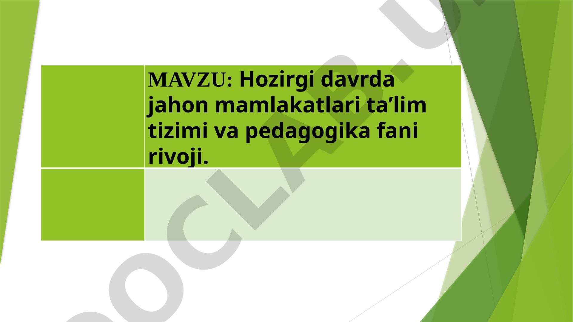 Hozirgi davrda jahon mamlakatlari ta'lim tizimi va pedagogika fani rivoji