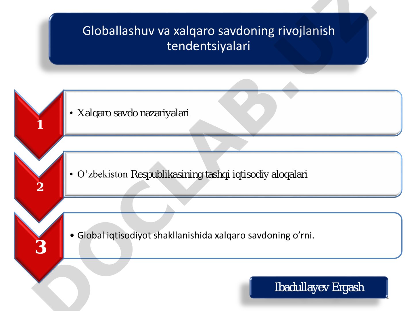 Globallashuv va xalqaro savdoning rivojlanish tendentsiyalari