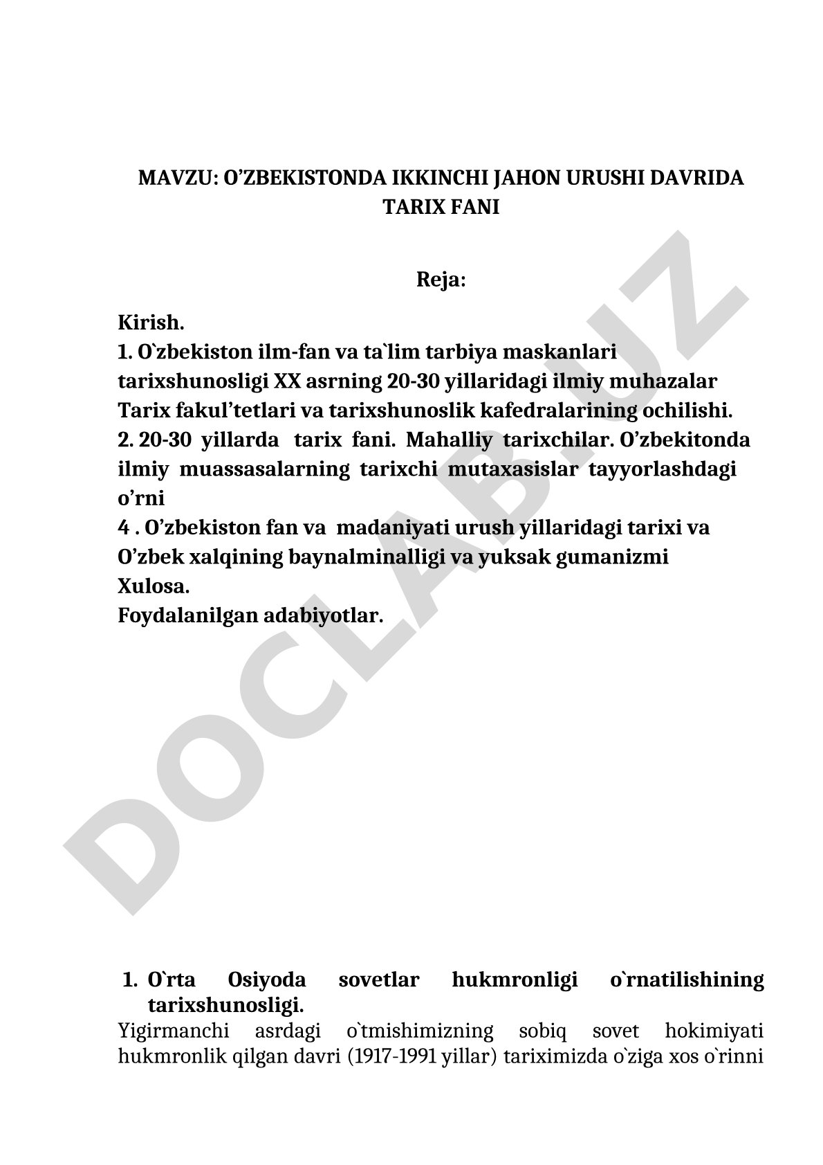 O'zbekistonda Ikkinchi jahon urushi davrida tarix fani