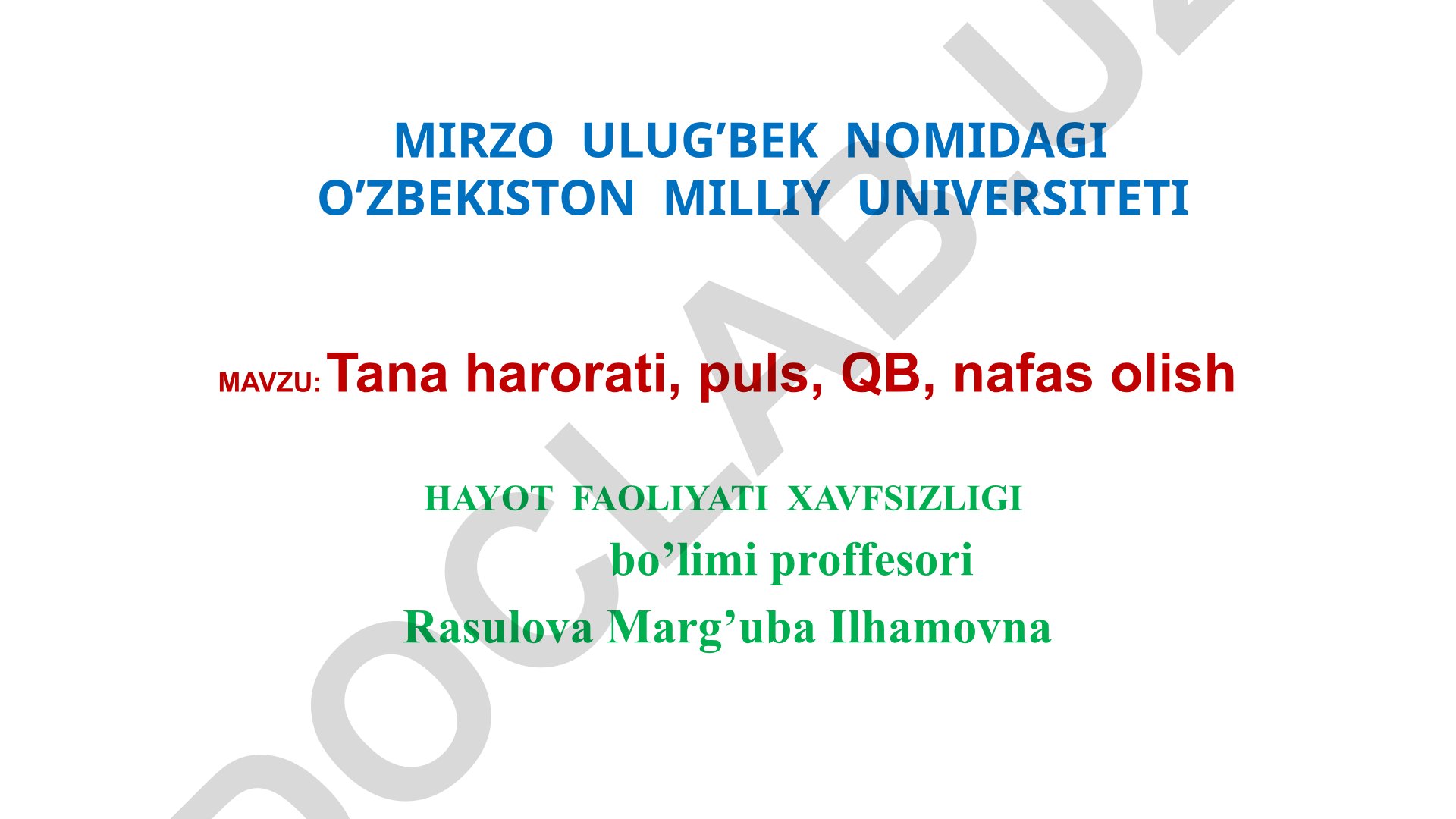 Tana harorati, puls, qon bosimi va nafas olishni o'rganish