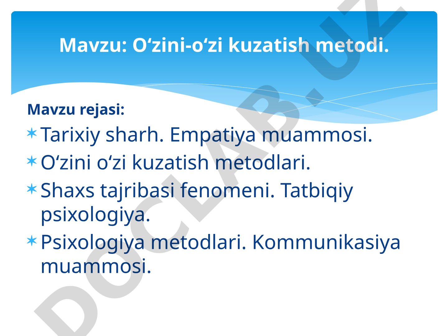 O‘zini-o‘zi kuzatish metodi