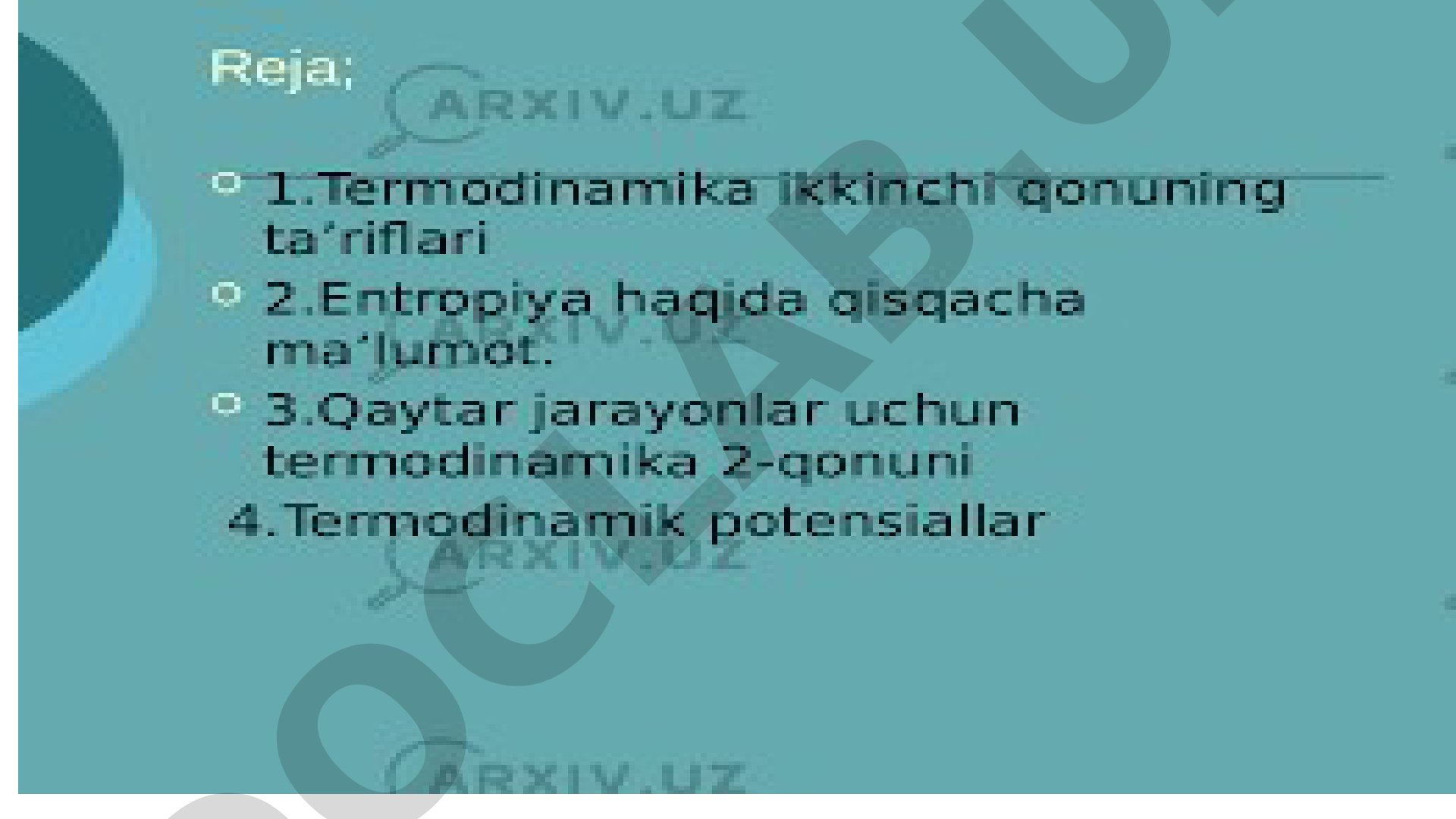 Fizik Kimyo fanidan mustaqil ish