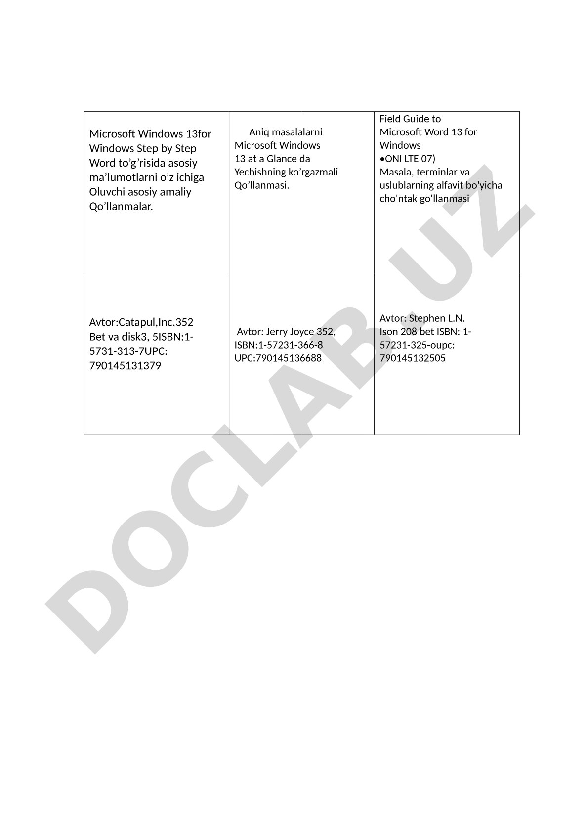 Microsoft Windows 13 va Word 13 qo'llanmalari