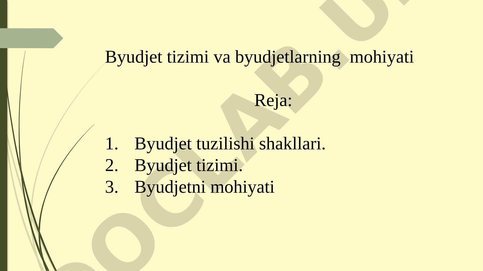 Byudjet tizimi va byudjetlarning mohiyati