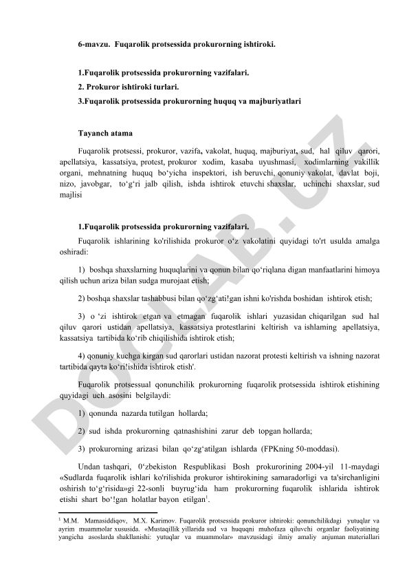 Fuqarolik protsessida prokurorning ishtiroki