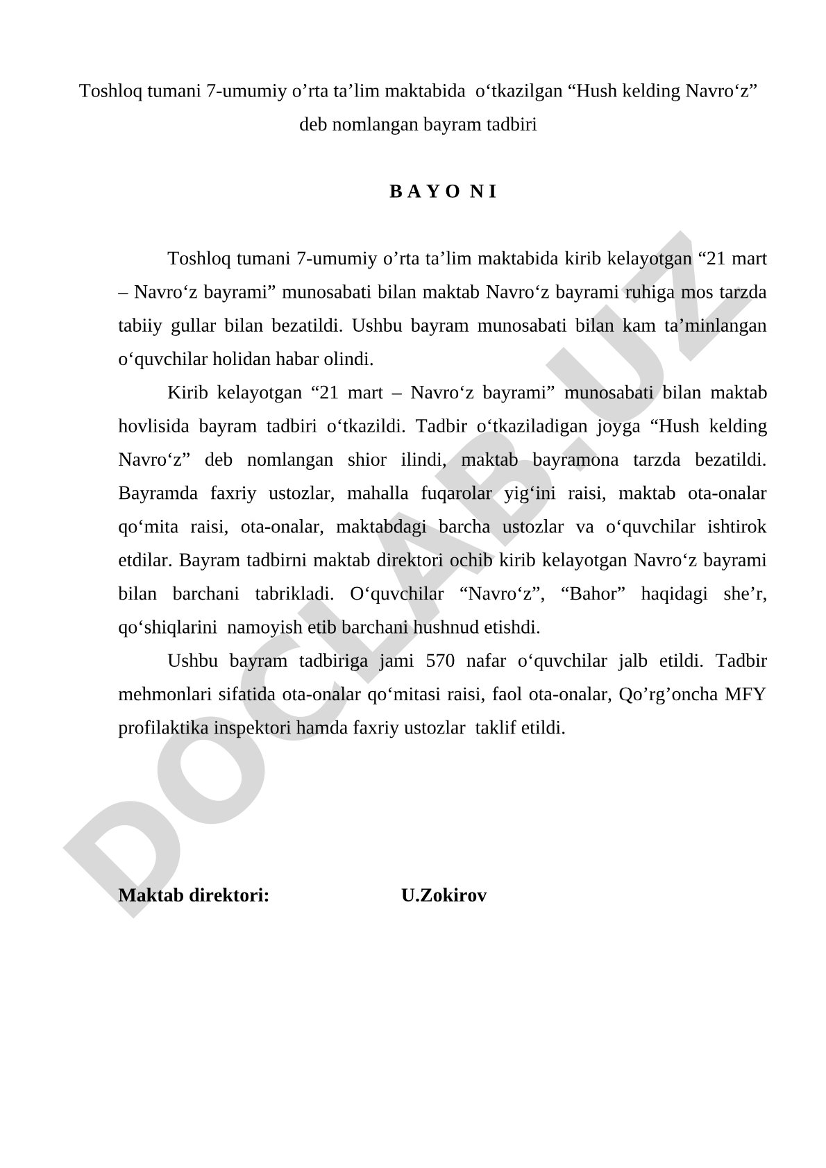 Hush kelding Navro'z bayram tadbiri