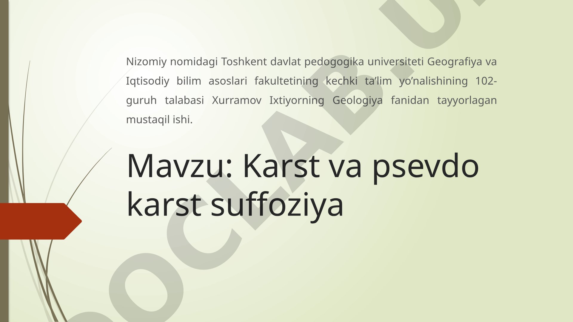 Karst va psevdo karst suffoziya