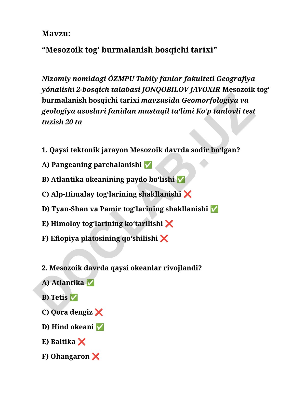 Mesozoik tog‘ burmalanish bosqichi tarixi