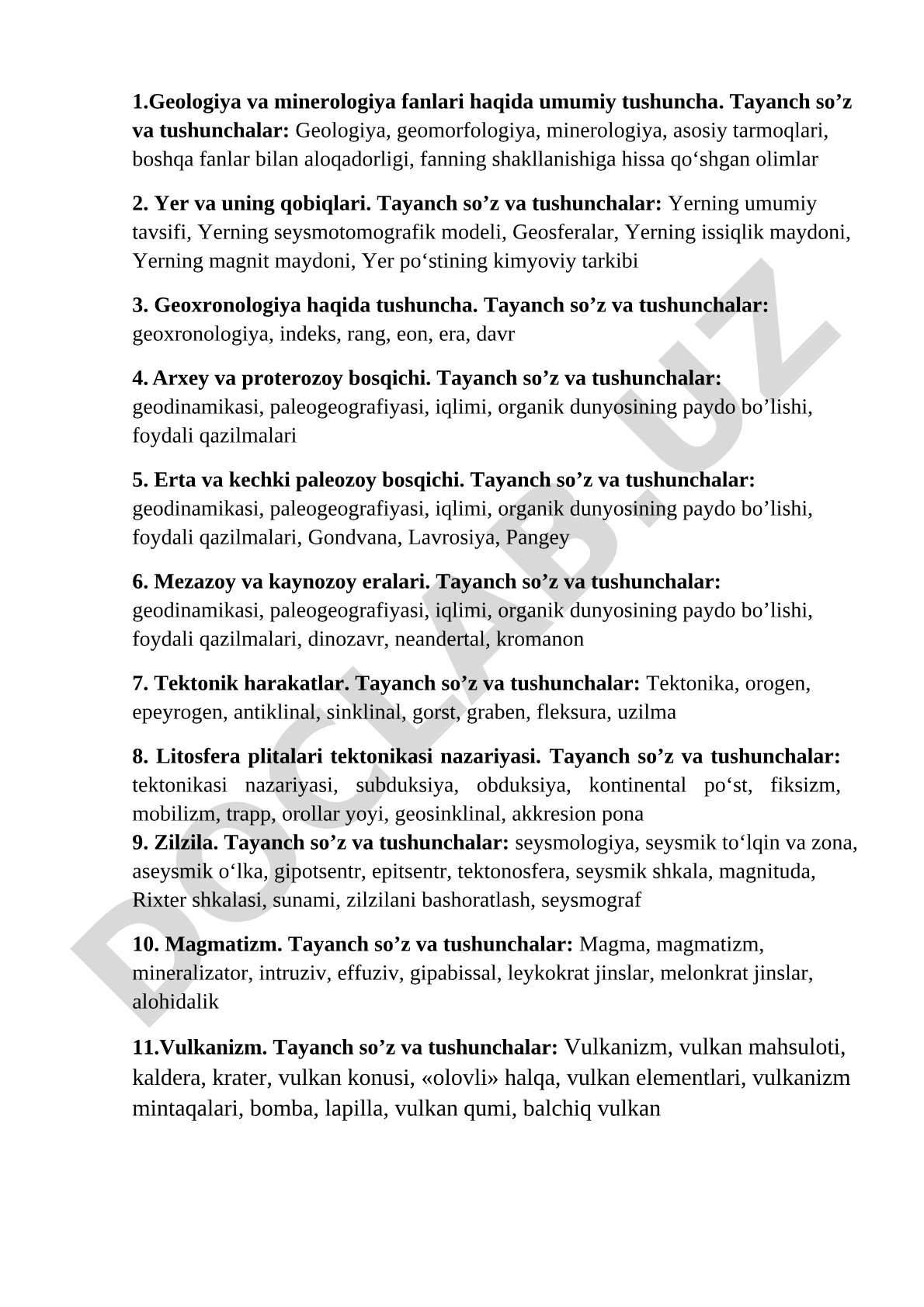 Geologiya va minerologiya fanlari haqida umumiy tushuncha