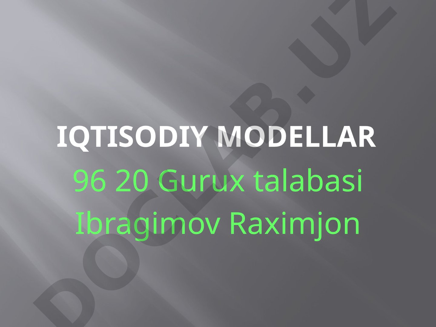 Iqtisodiy modellar