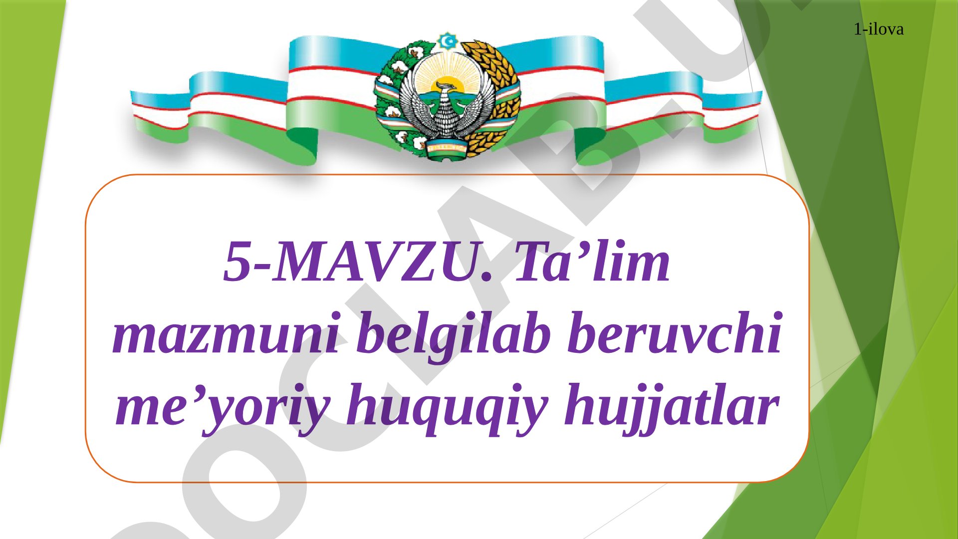 Ta’lim mazmuni belgilab beruvchi me’yoriy huquqiy hujjatlar