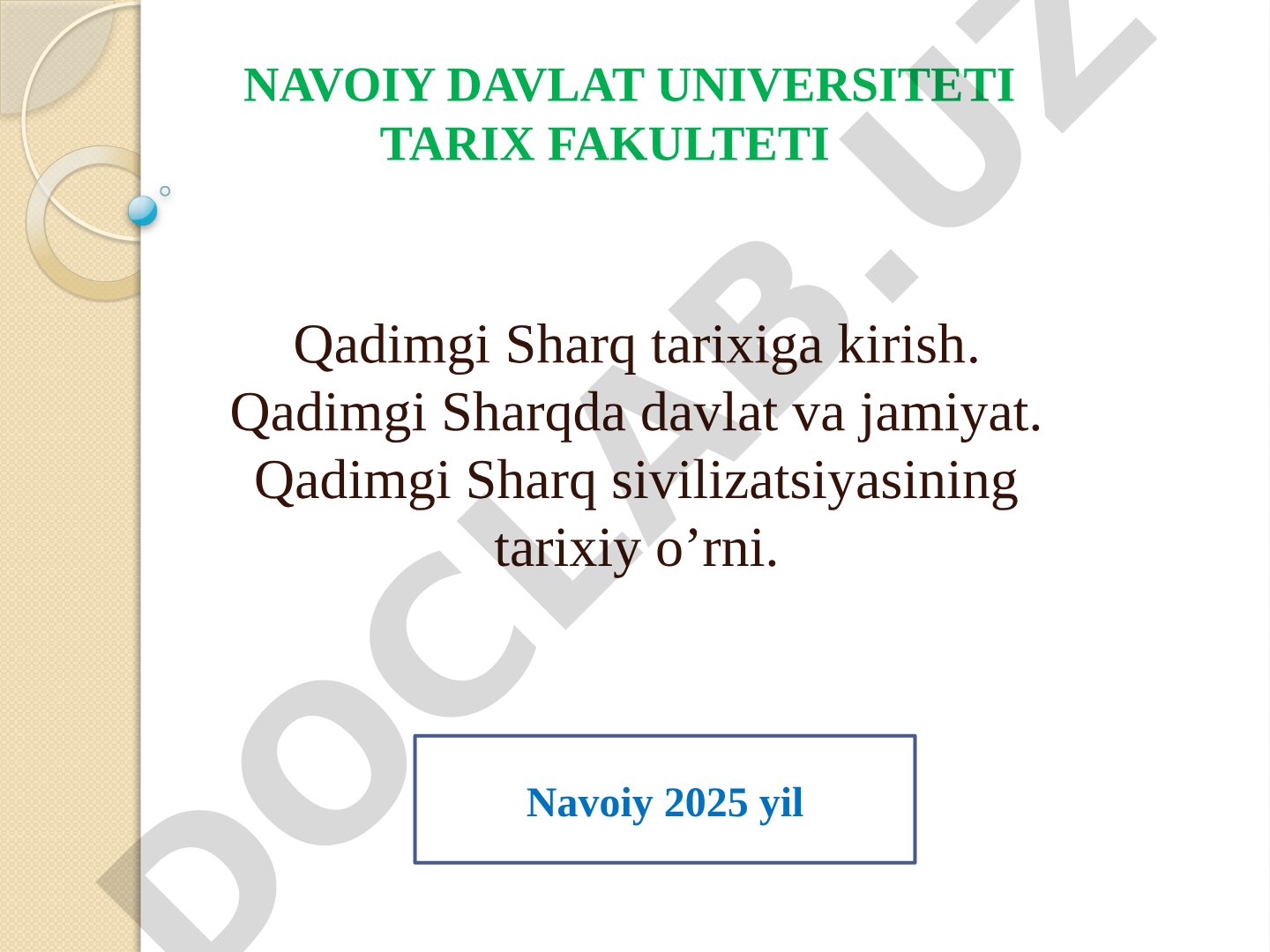 Qadimgi Sharq tarixiga kirish