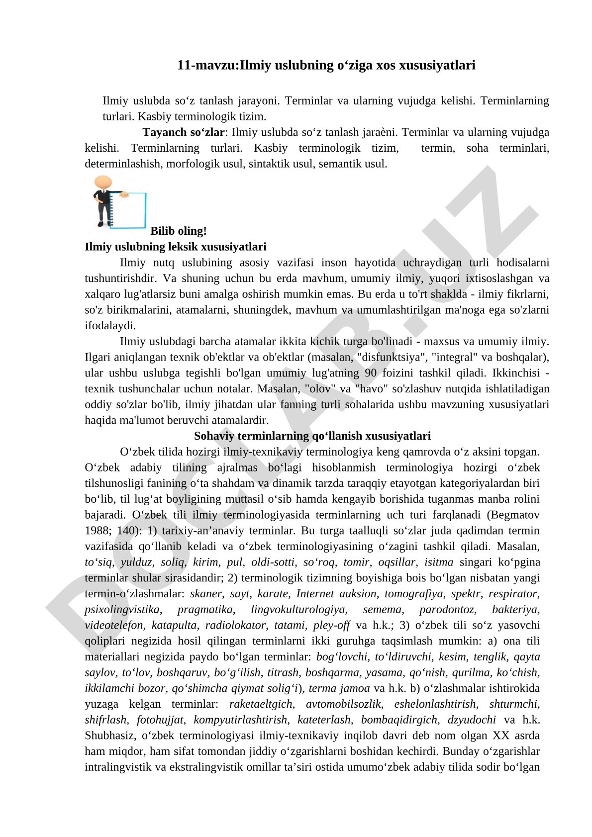 Ilmiy uslubning o‘ziga xos xususiyatlari