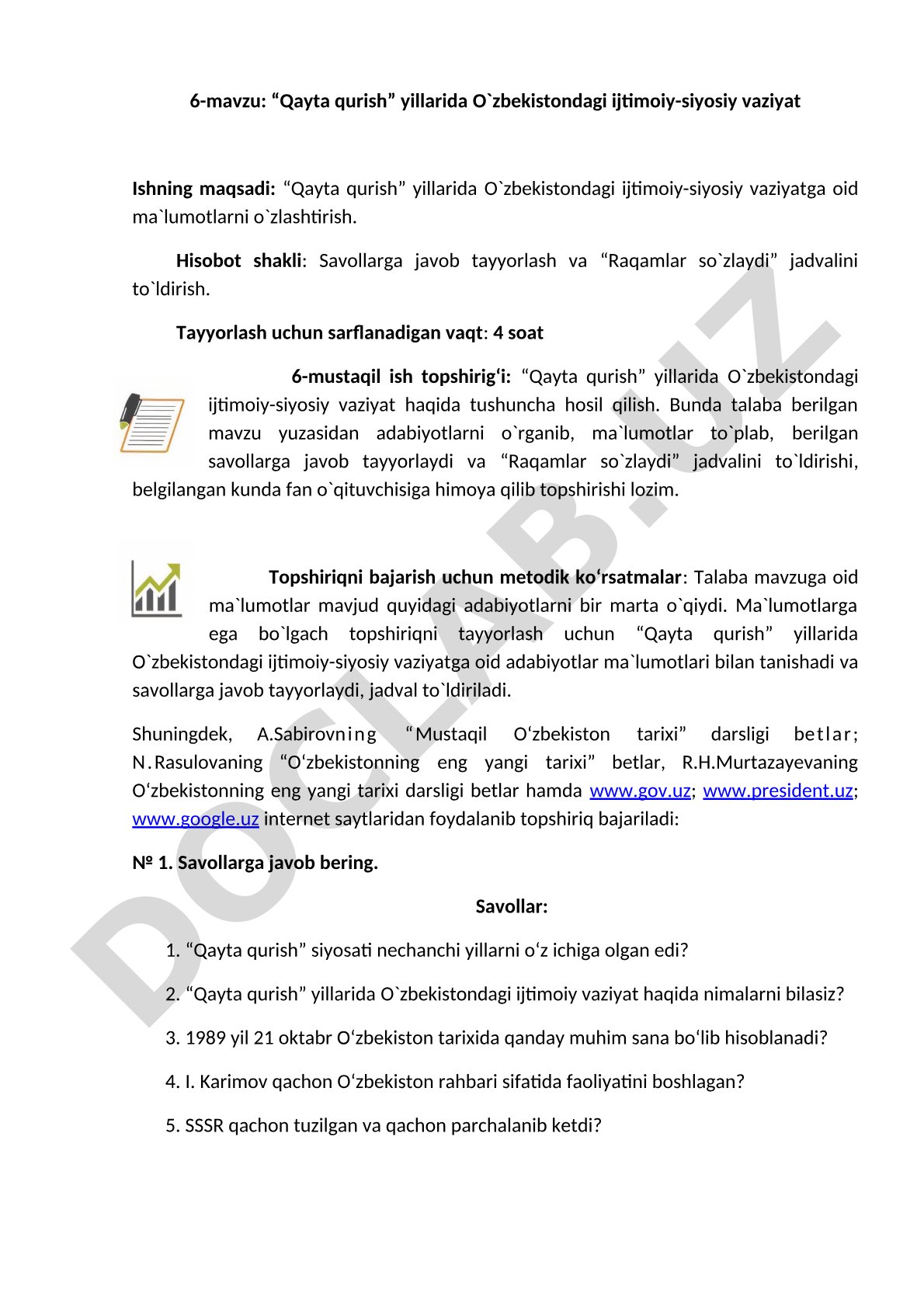 Qayta qurish yillarida O'zbekistondagi ijtimoiy-siyosiy vaziyat