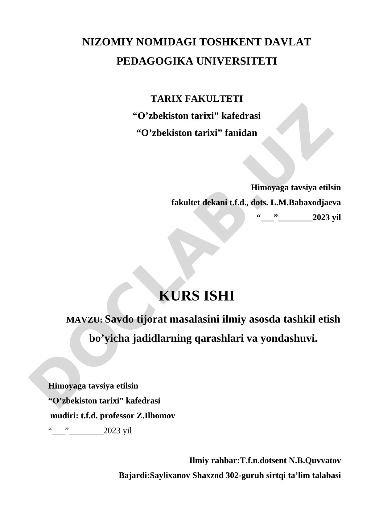 Savdo tijorat masalasini ilmiy asosda tashkil etish bo’yicha jadidlarning qarashlari va yondashuvi.