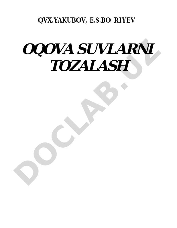 Oqova suvlarni tozalash