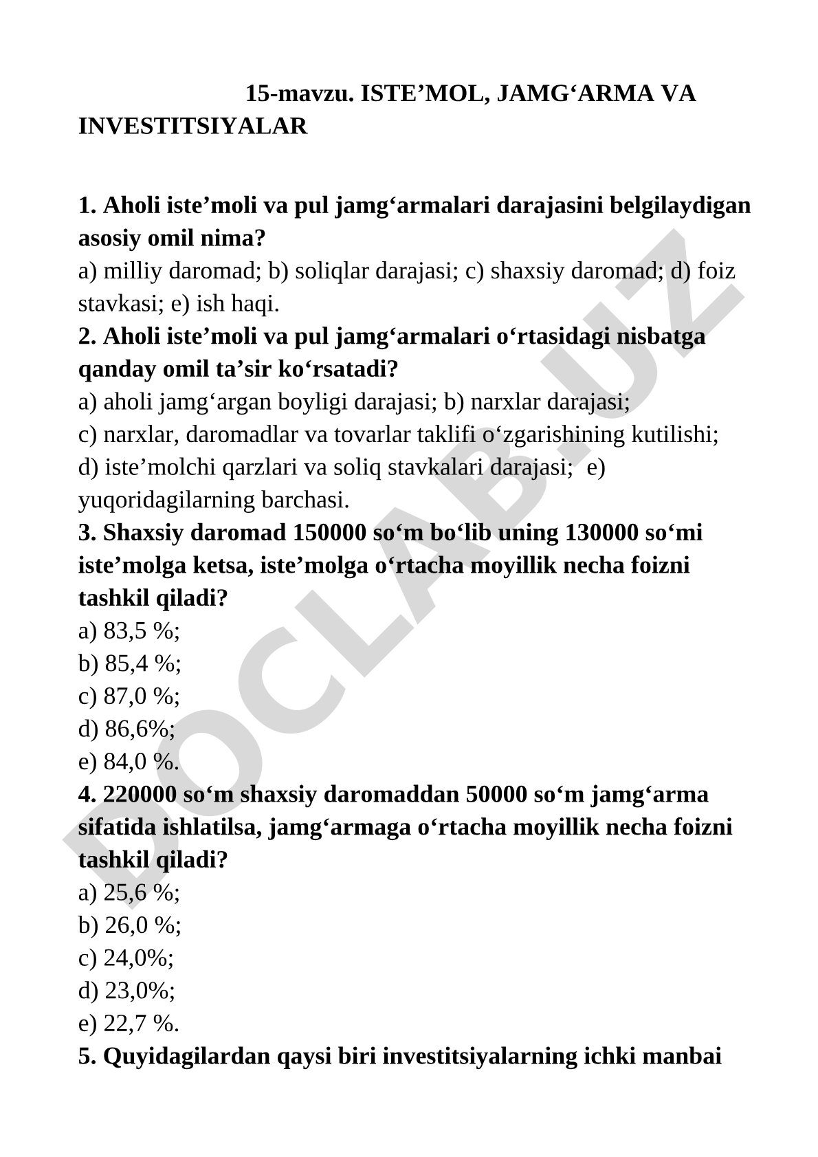 Iste'mol, jamg'arma va investitsiyalar