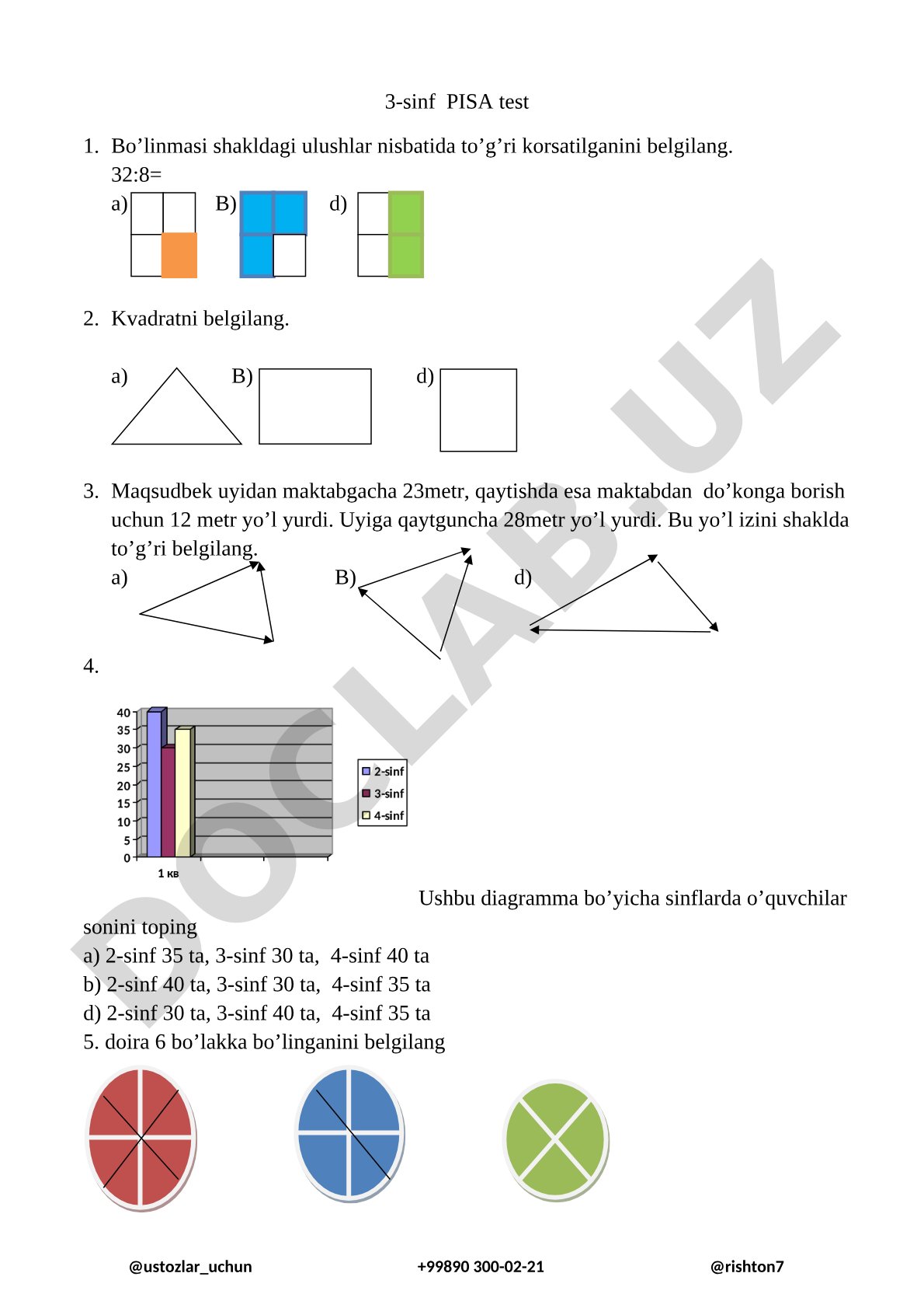 3-sinf PISA test 1