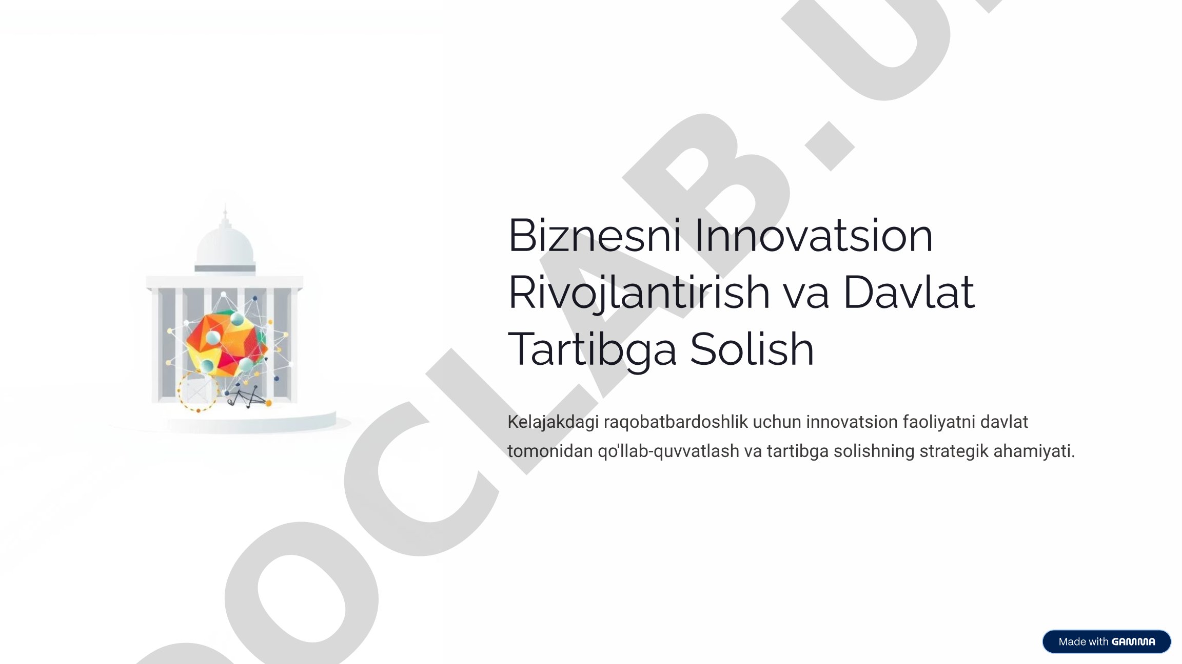 Biznesni Innovatsion Rivojlantirish va Davlat Tartibga Solish