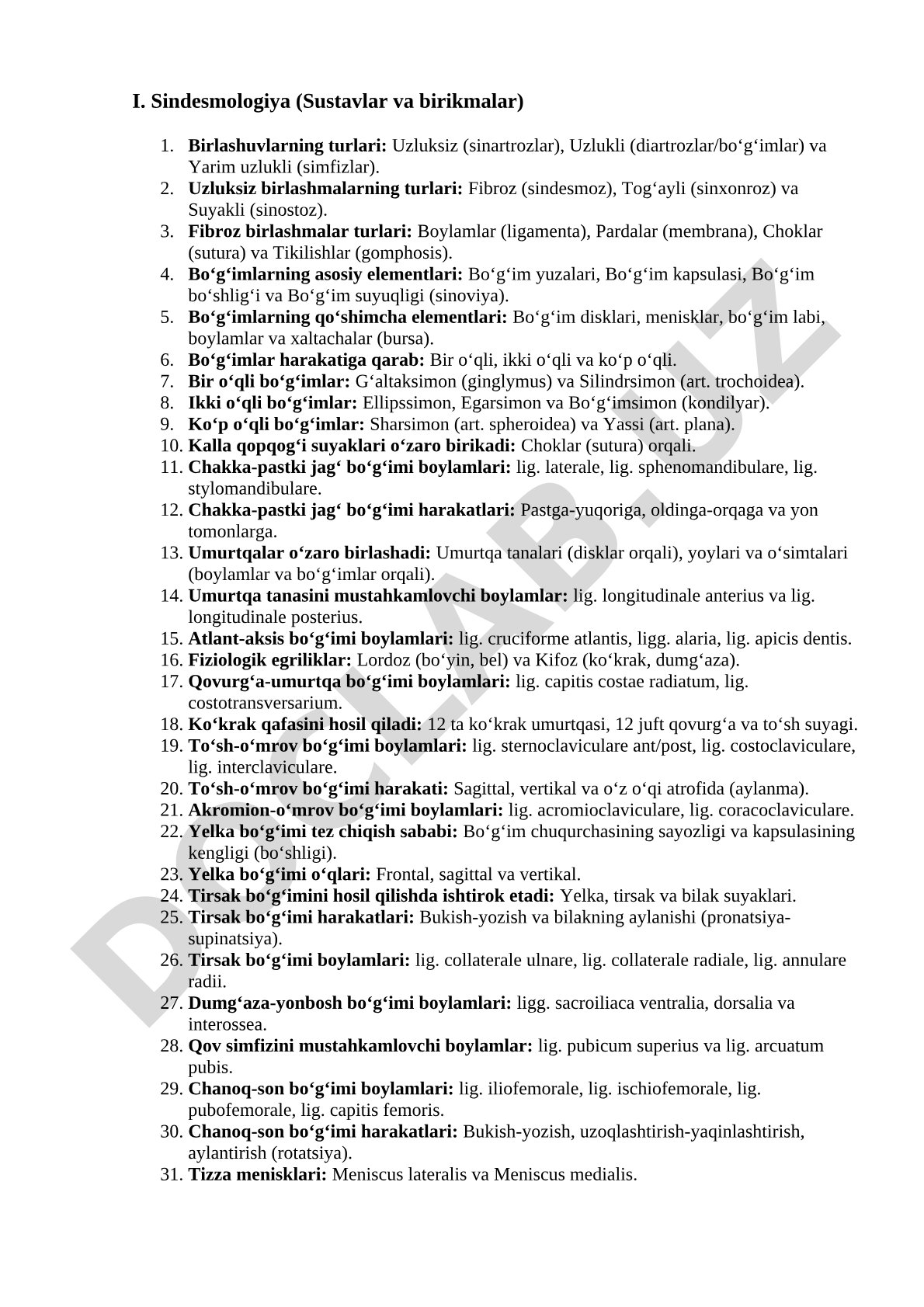 Sindesmologiya: Sustavlar va birikmalar