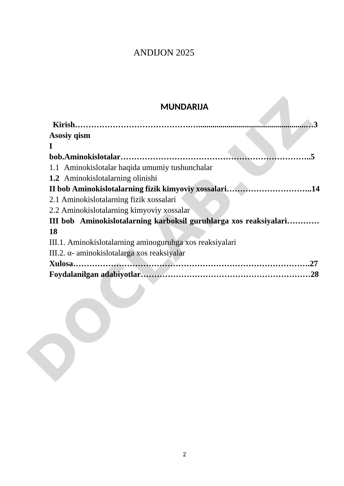 Aminokislotalarning sinflanishi. Aminokislotalarning fizik kimyoviy xossalari, olinish usullari va ularga xos bo'lgan kimyoviy reaksiyalar