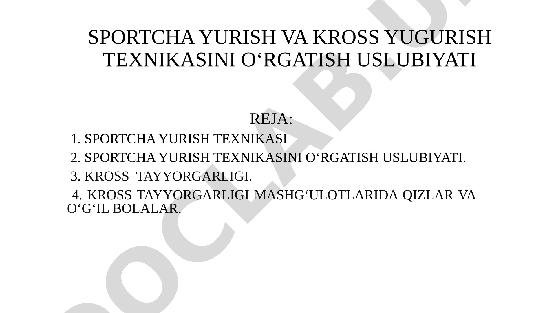 Sportcha yurish va kross yugurish texnikasini o‘rgatish uslubiyati