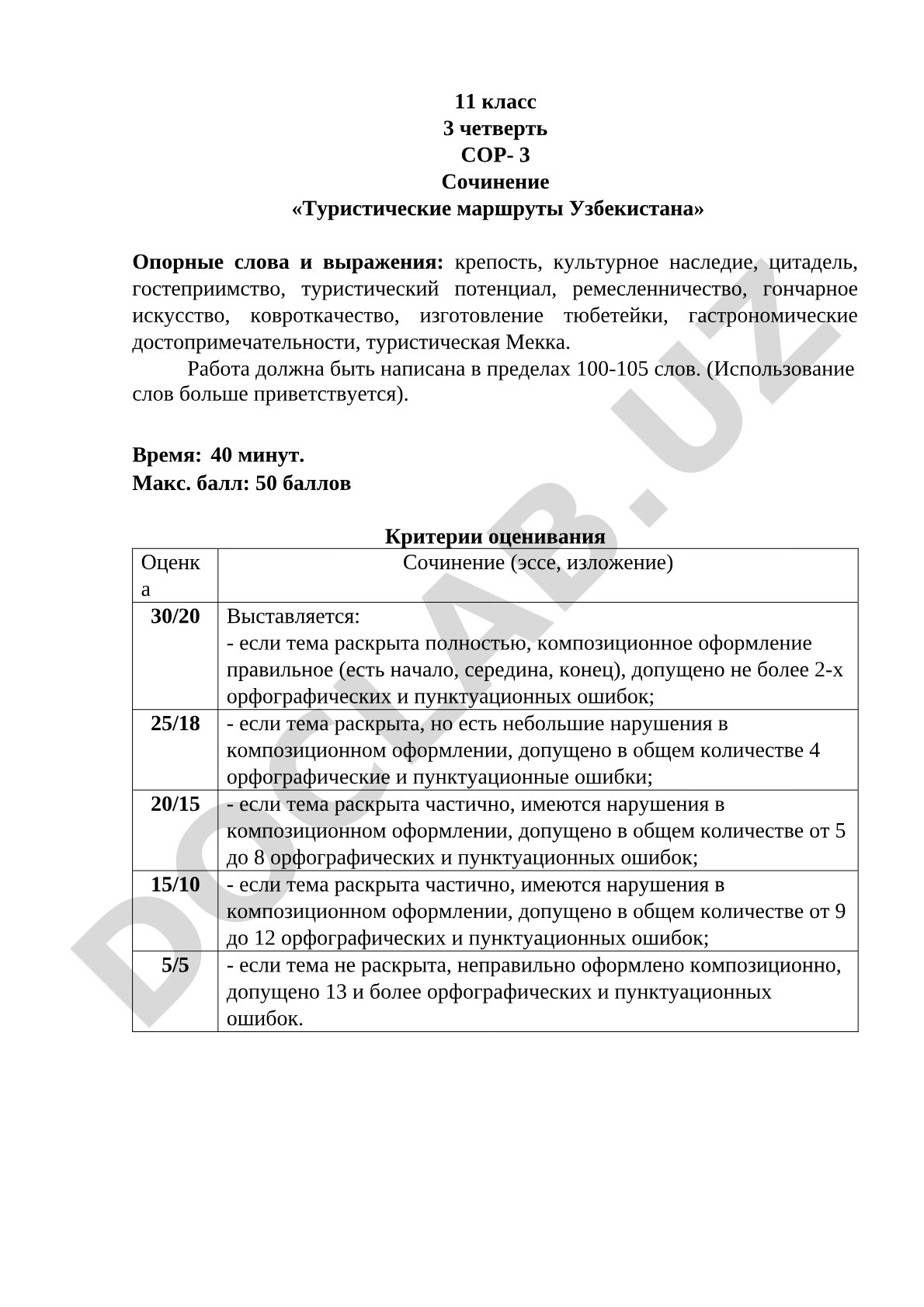 Туристические маршруты Узбекистана