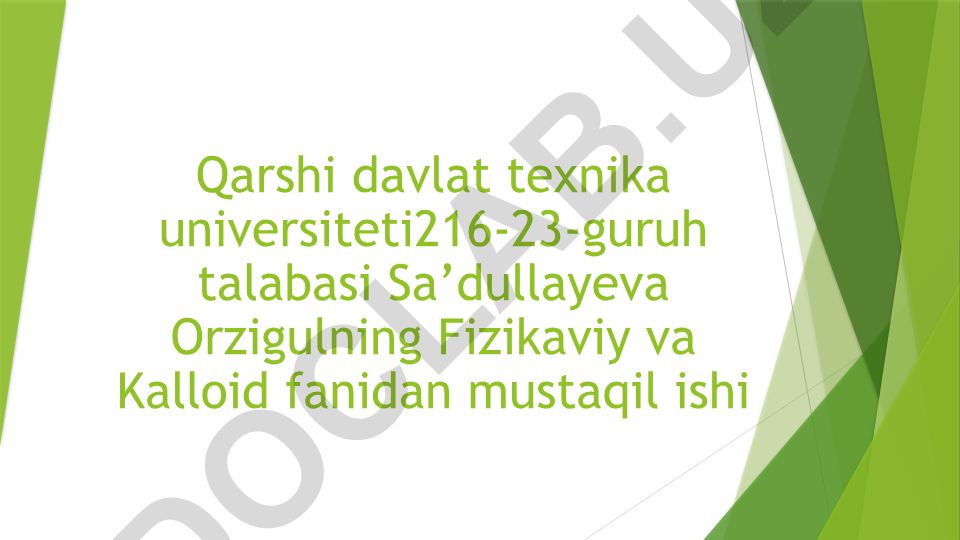 Aerozollar va ularning xossalari