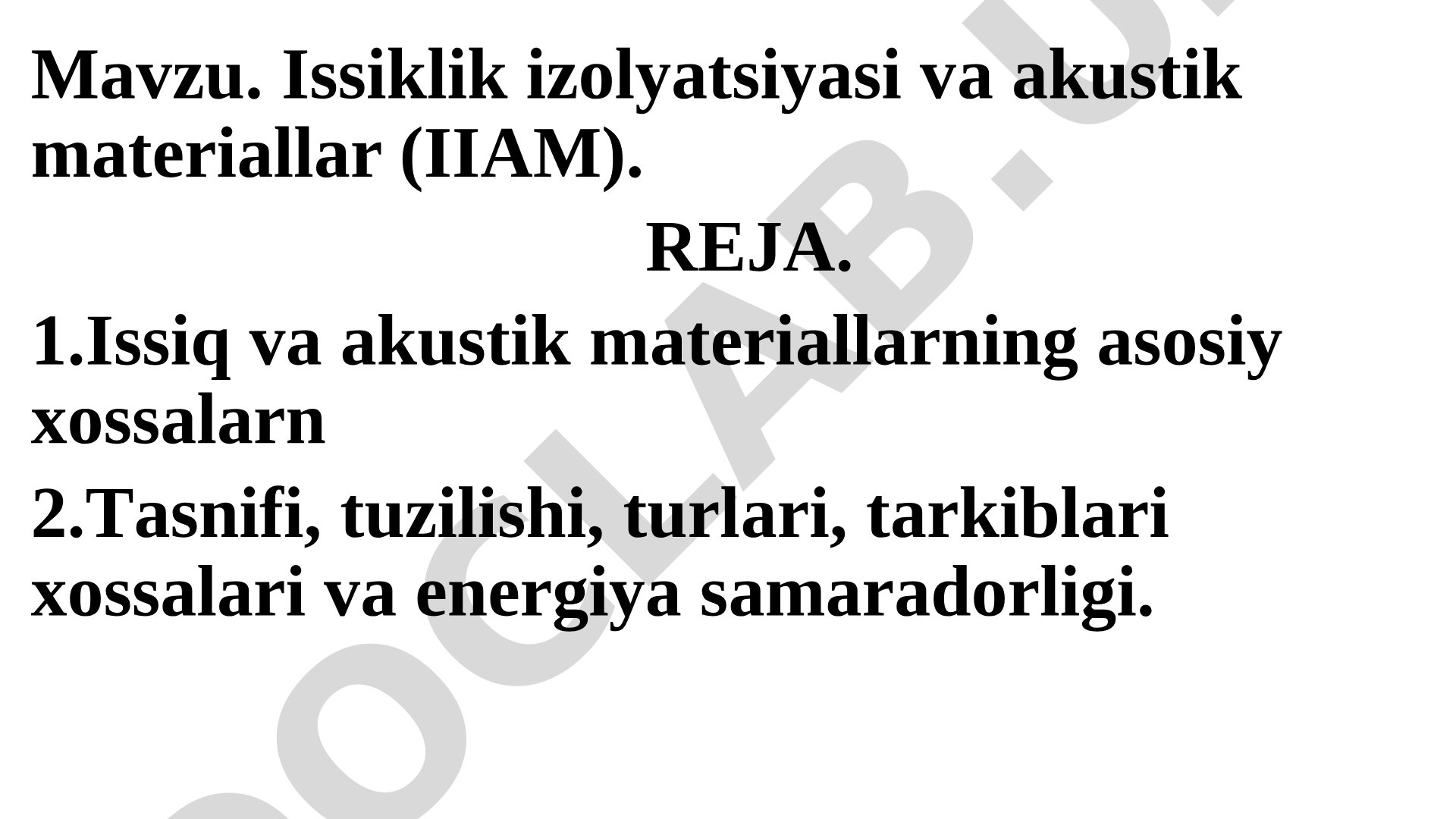 Issiklik izolyatsiyasi vа аkustik mаteriаllаr (IIАM)
