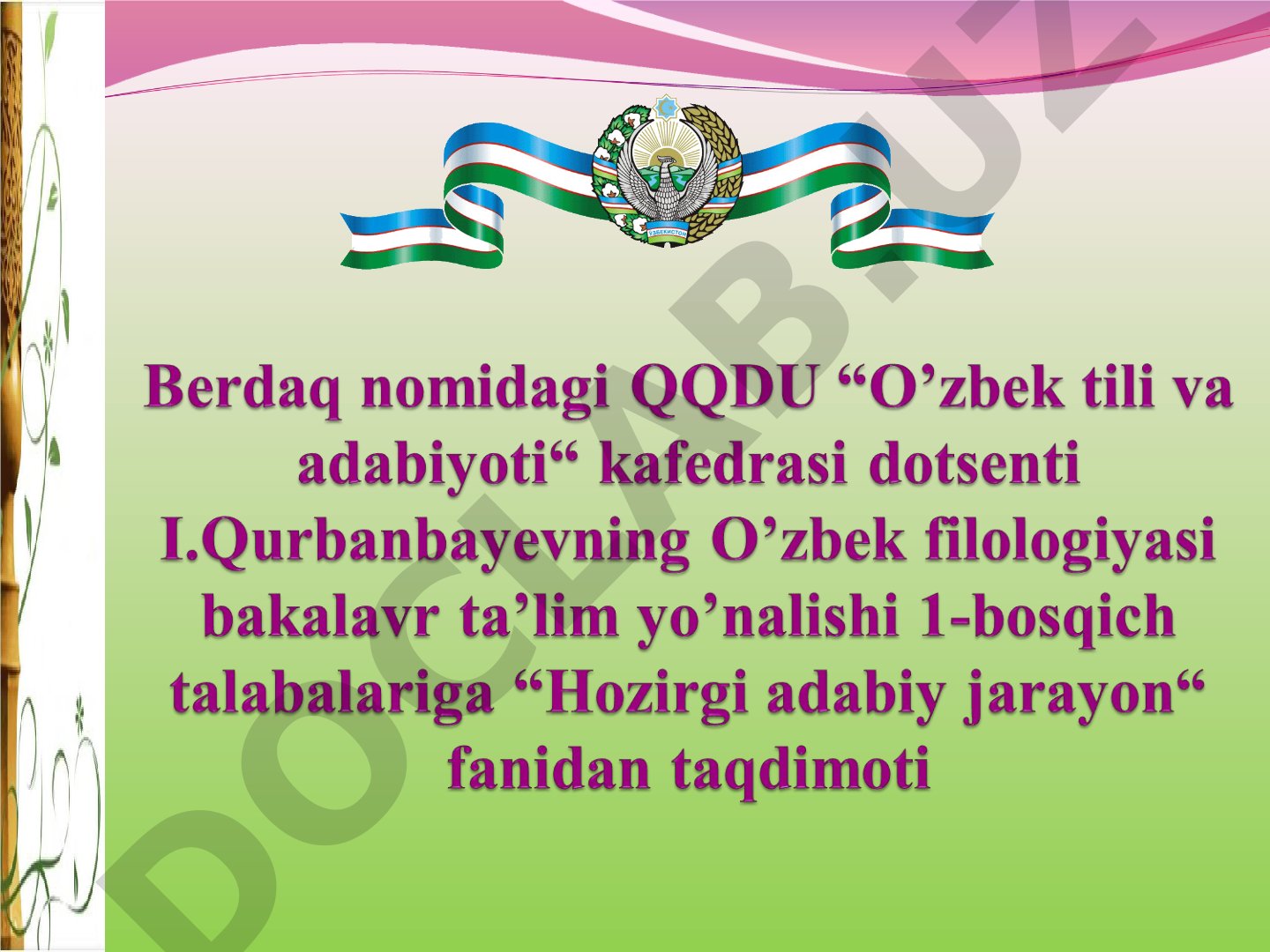 Hozirgi adabiy jarayon faning adabiyotshunoslikdagi o'rni