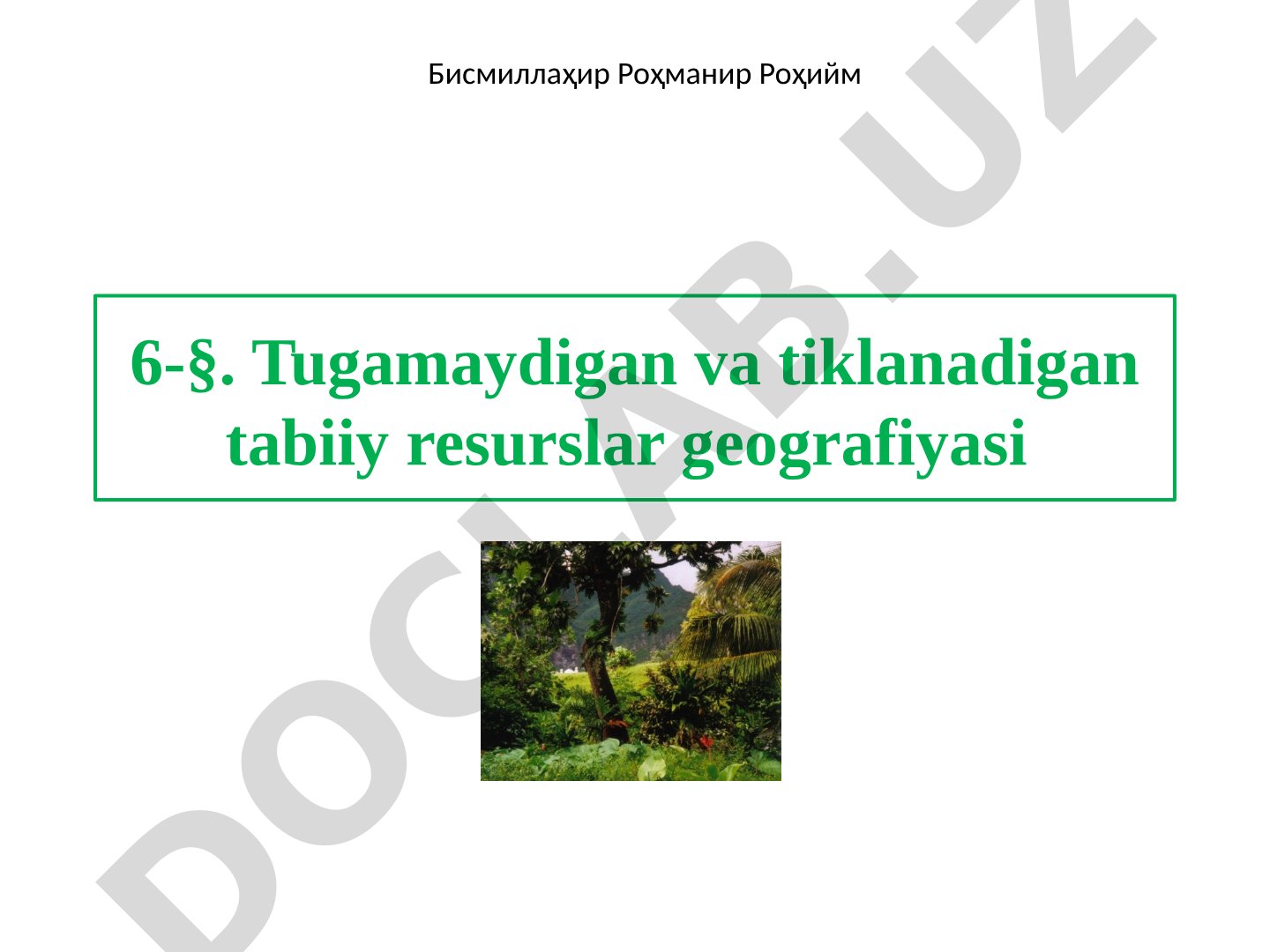 Tugamaydigan va tiklanadigan tabiiy resurslar geografiyasi