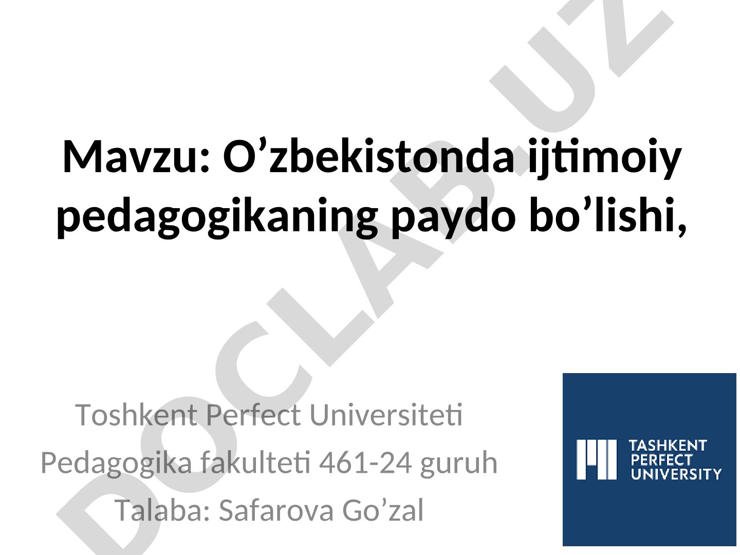 O’zbekistonda ijtimoiy pedagogikaning paydo bo’lishi