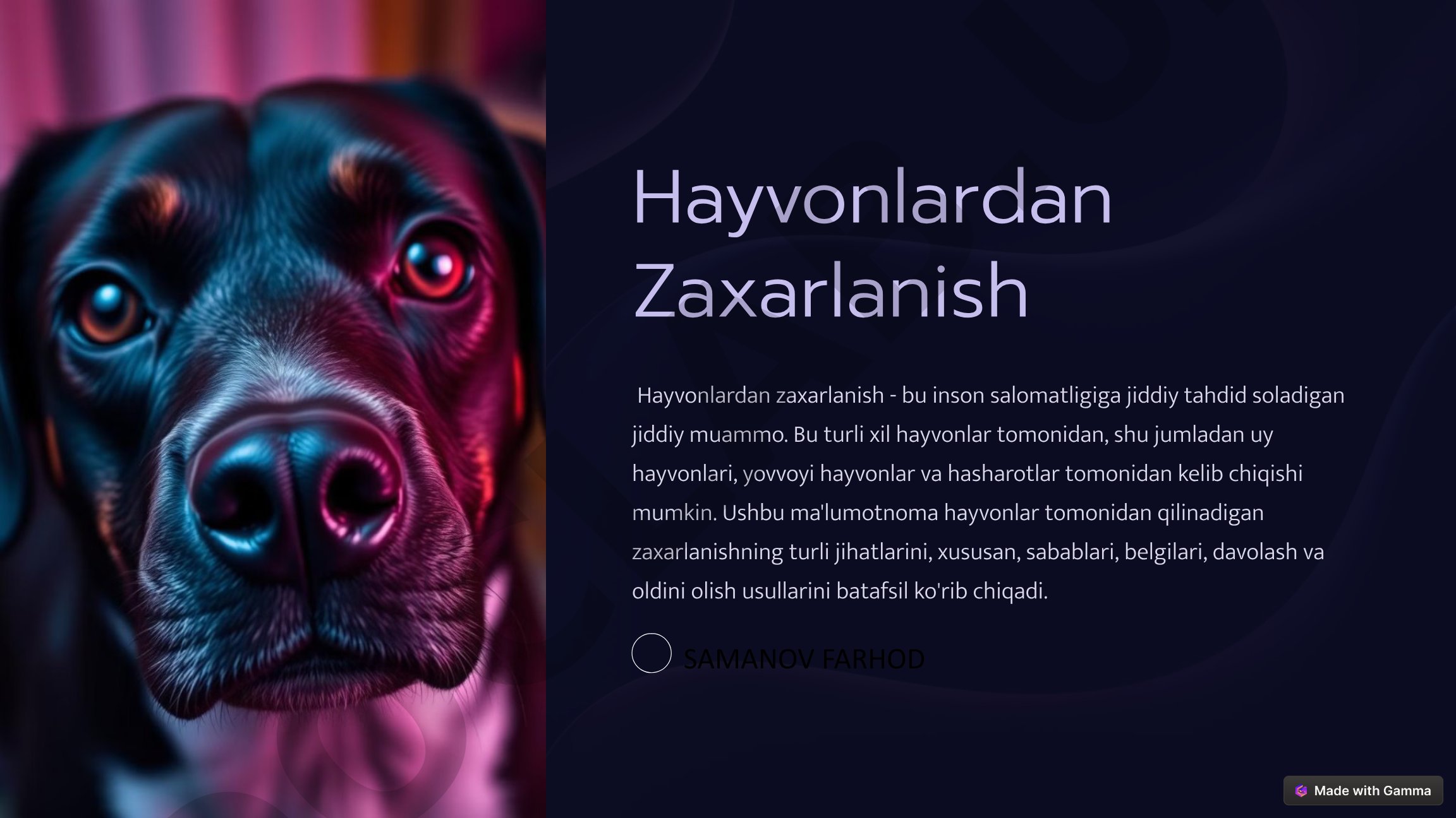 Hayvonlardan zaxarlanish