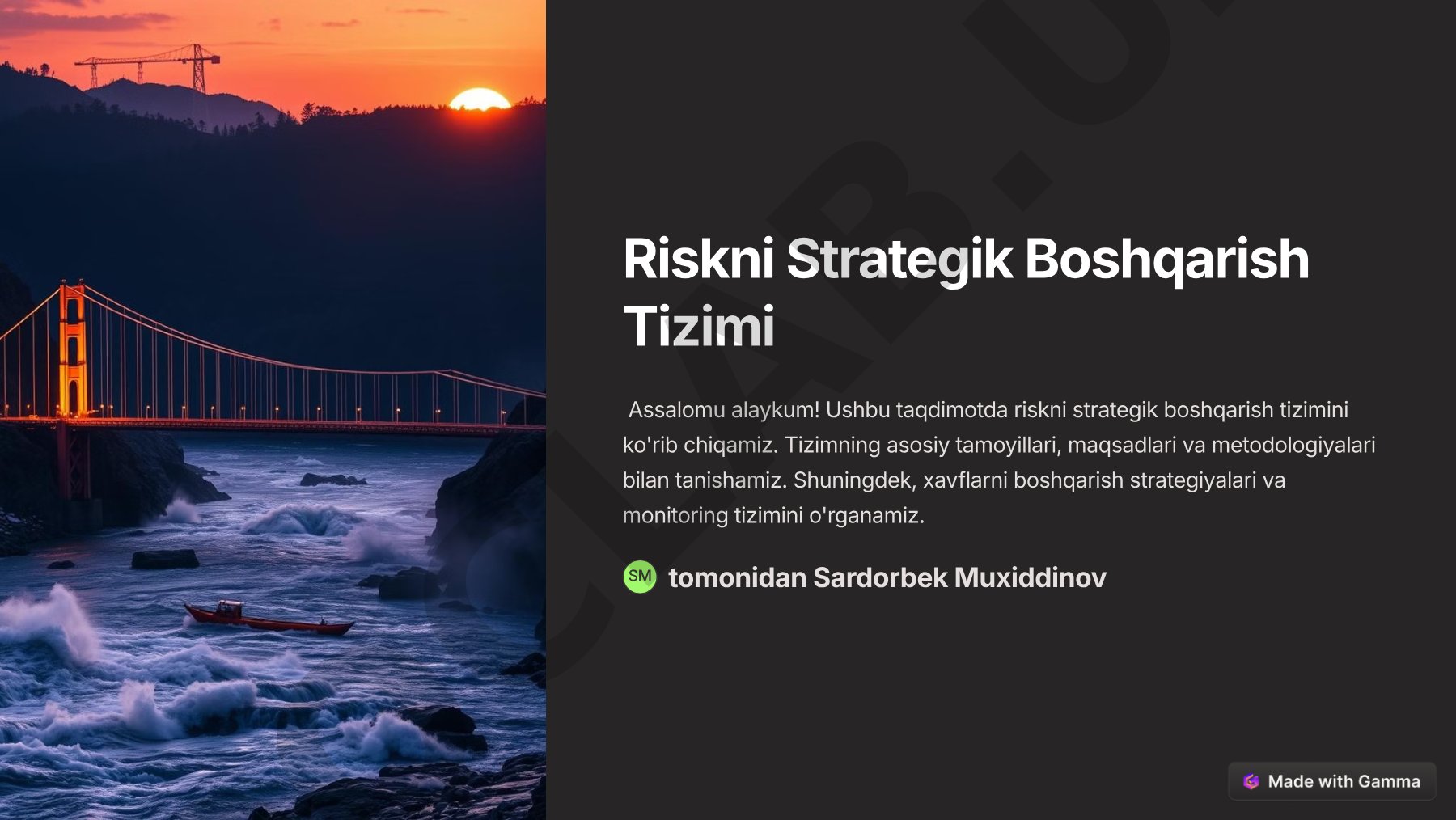 Riskni Strategik Boshqarish Tizimi