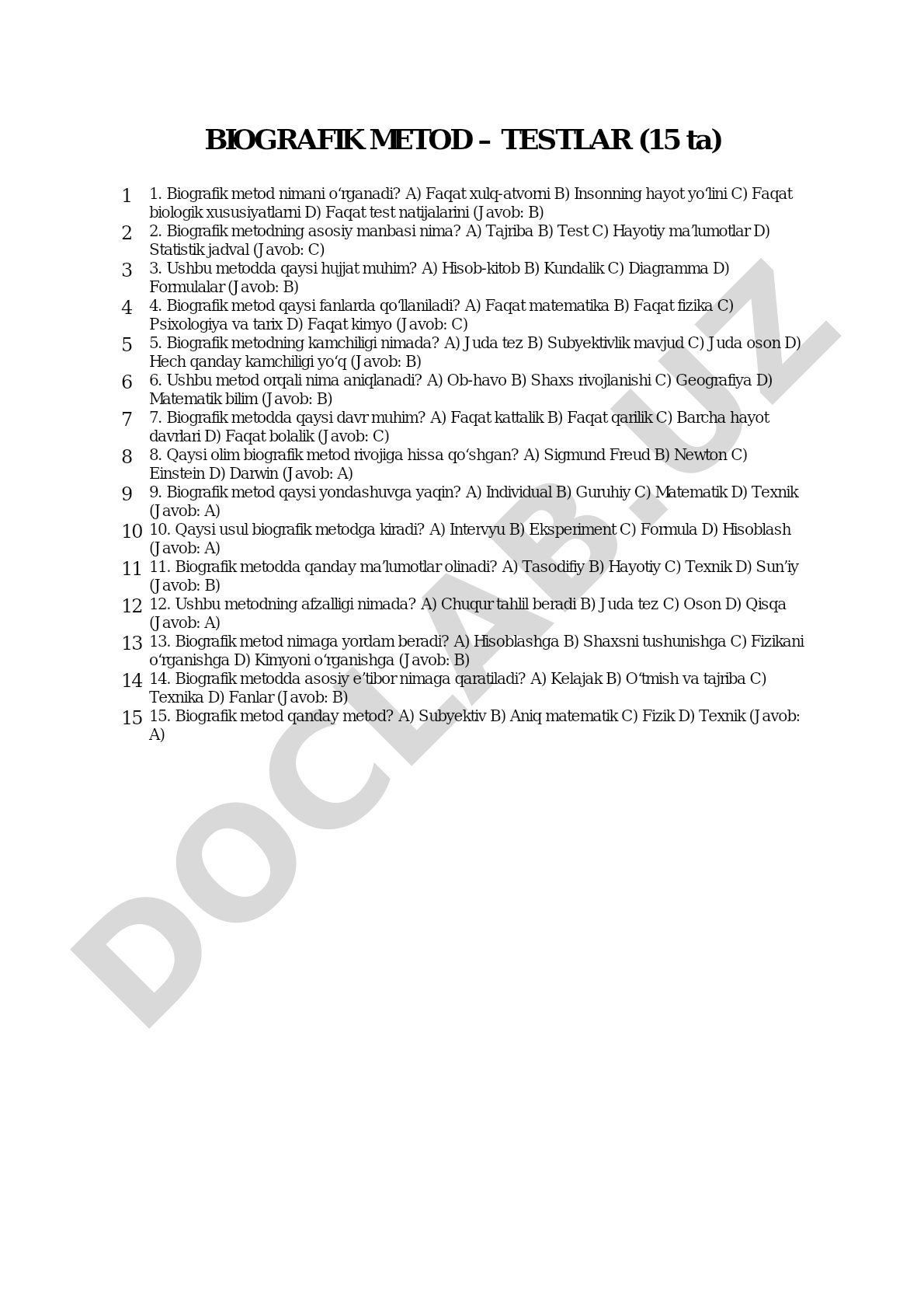 Biografik metod testlari