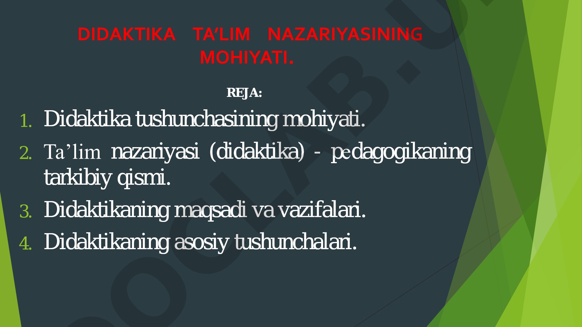 Didaktika ta'lim nazariyasining mohiyati