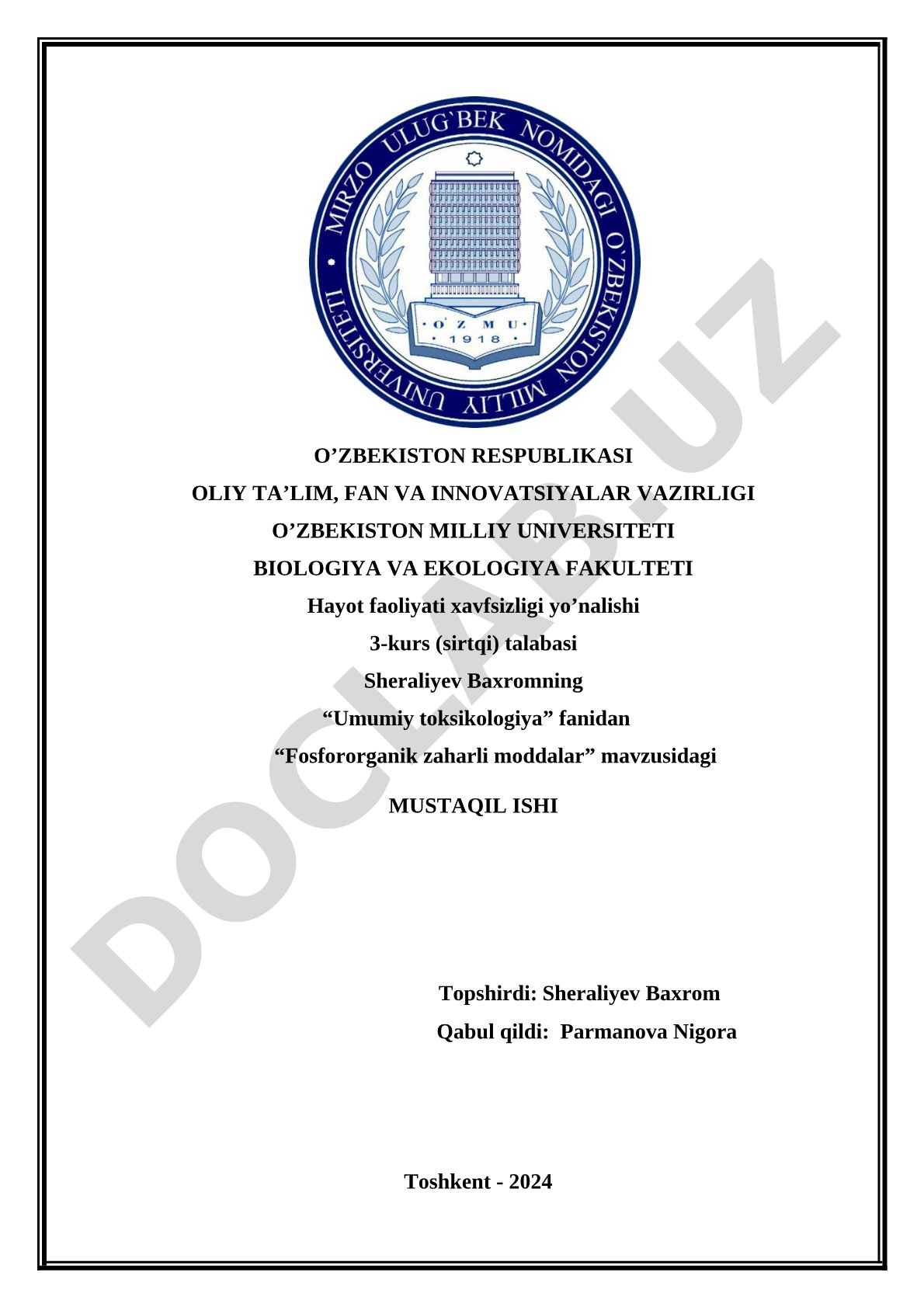 Fosfororganik zaharli moddalar