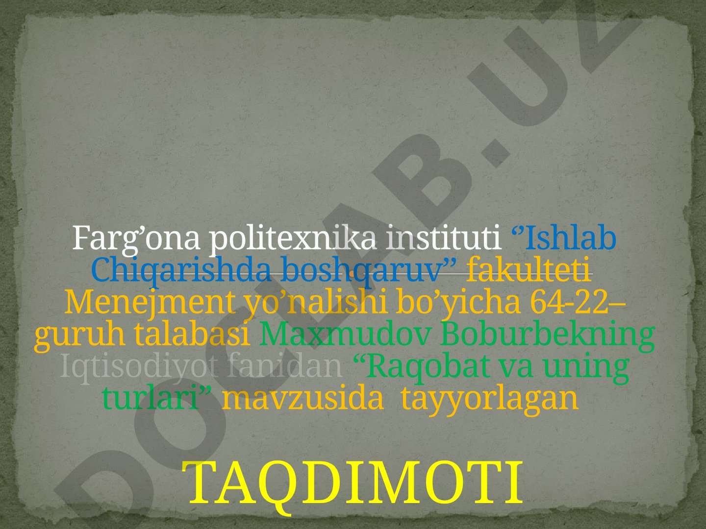 Raqobat va uning turlari