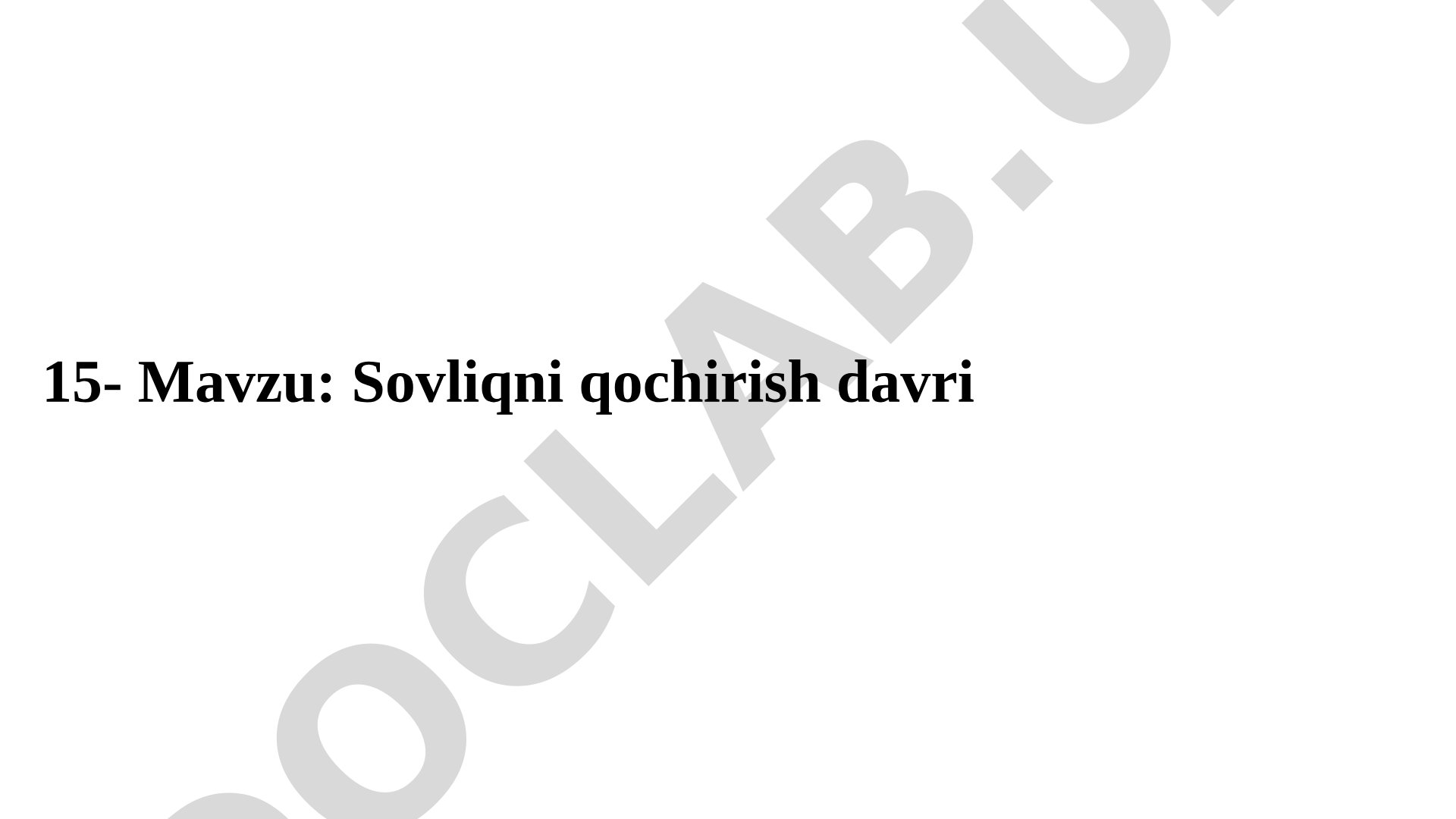 Sovliqni qochirish davri