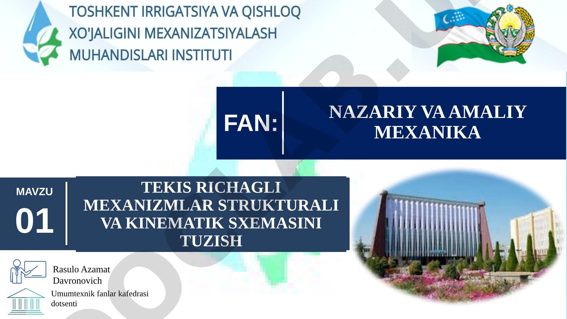 Tekis richagli mexanizmlar strukturali va kinematik sxemasini tuzish
