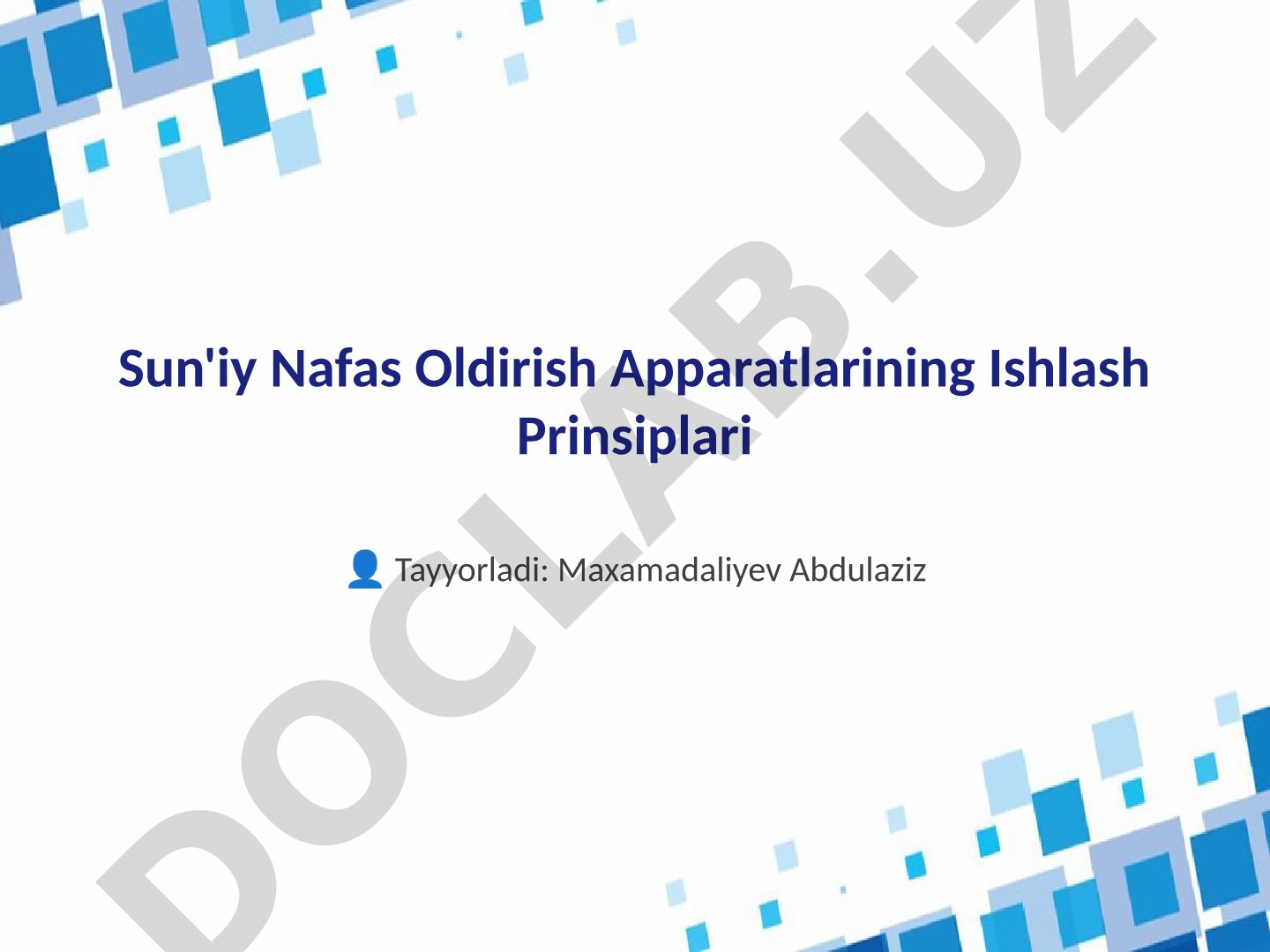 Sun'iy Nafas Oldirish Apparatlarining Ishlash Prinsiplari