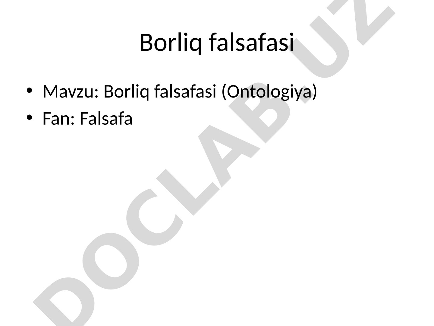 Borliq falsafasi (Ontologiya)